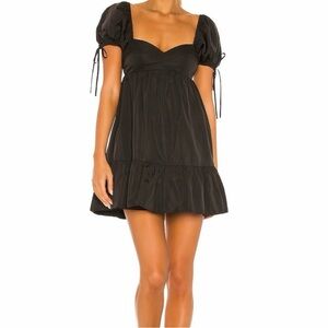 Amanda Uprichard Black Puff Sleeve Mini Dress